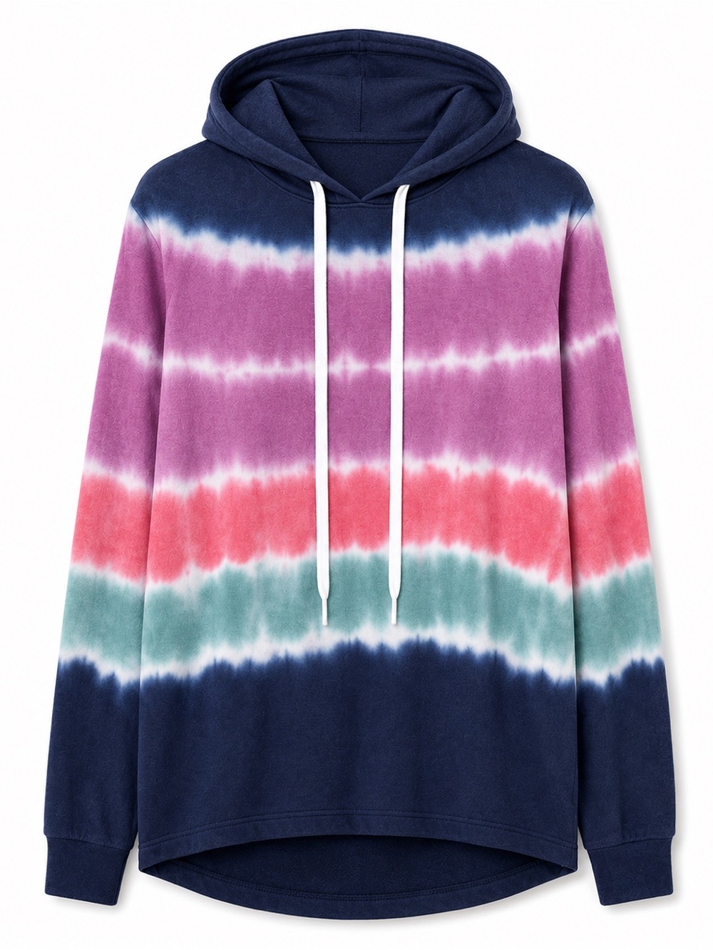 PJ Salvage Lounge Tie Dye Hooded Pullover Pajama Top Navy Blue Pink Soft Boho